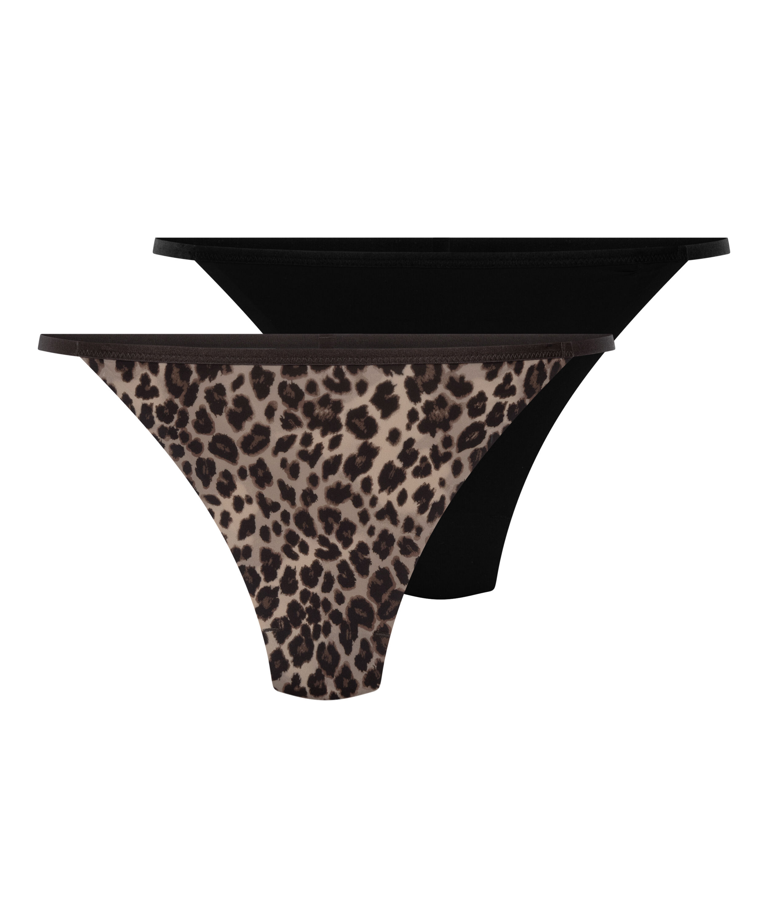 2-pakning Micro Leopard String, Svart