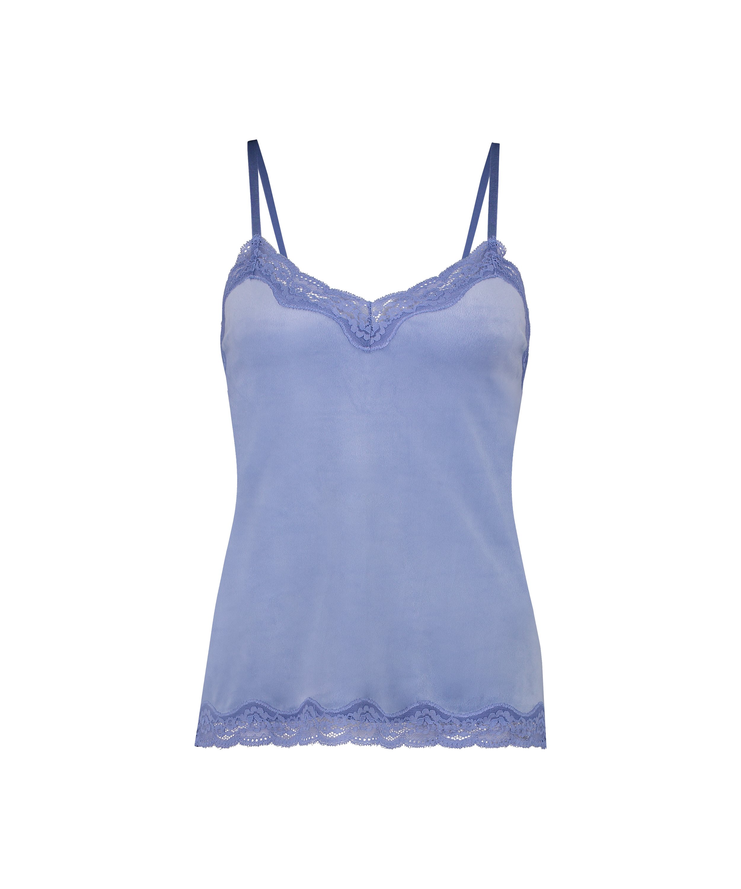 Cami-topp Velours Lace, Bl&aring;, main
