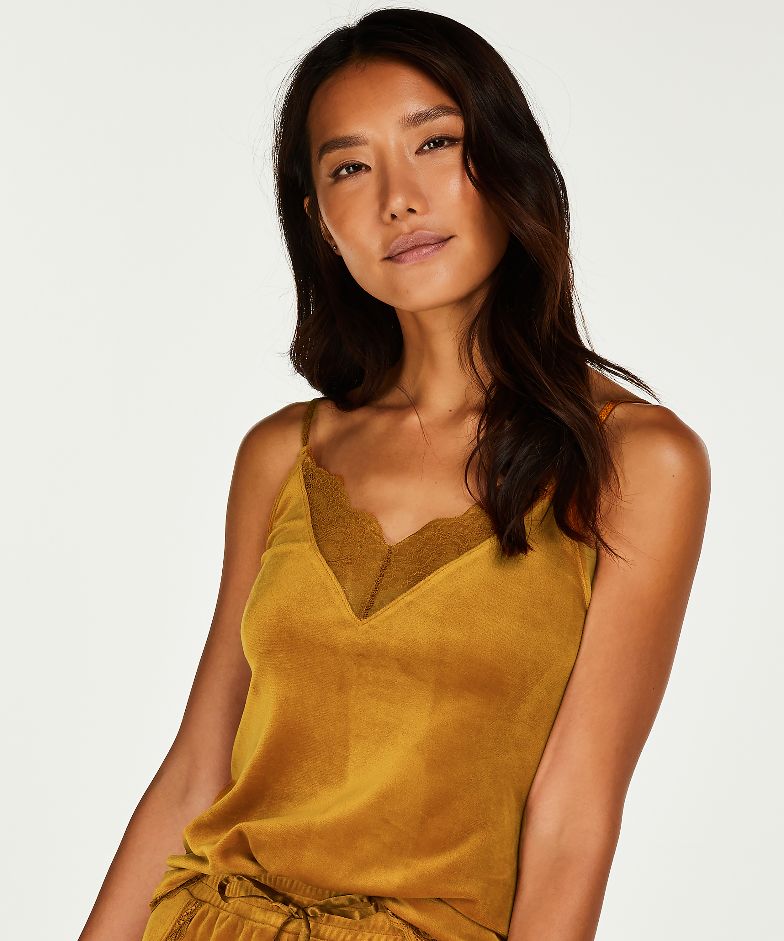 Velvet lace cami, Gul, main