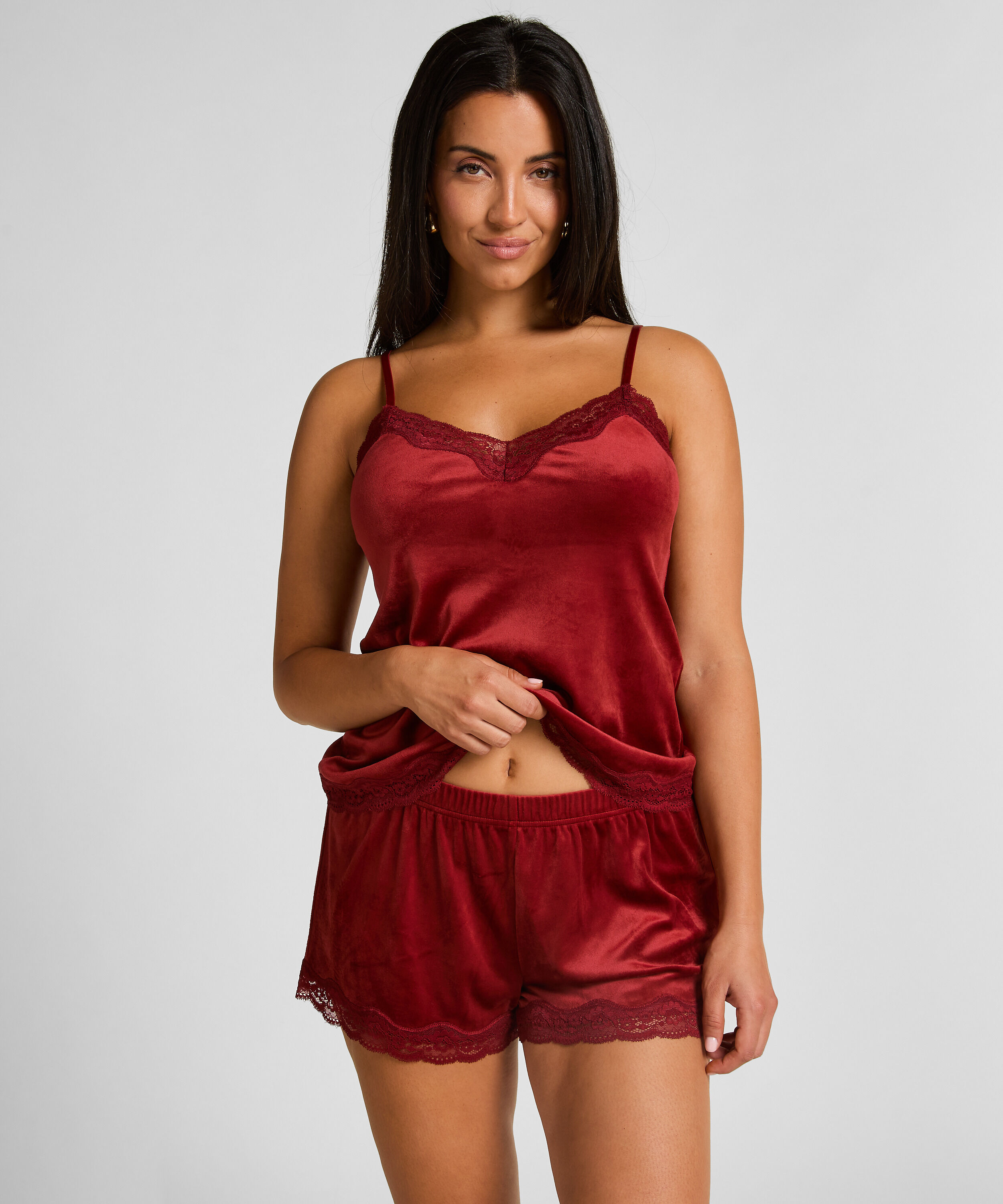 Shorts i blondevelur, Rød