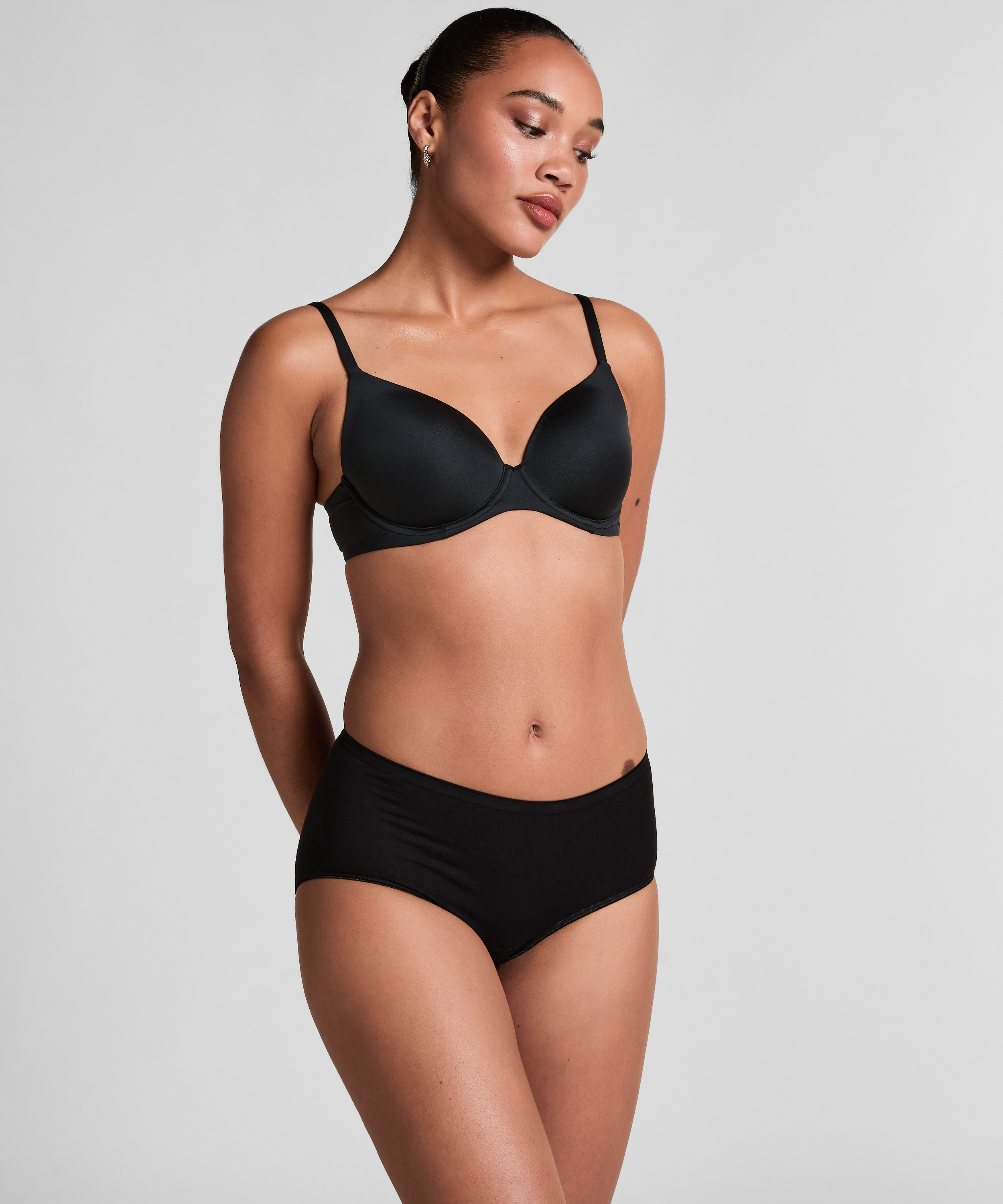 Midi supersliptruse i bomull, Svart, main