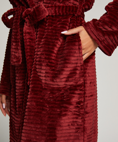 Fleece rib kort badekåpe, Brun