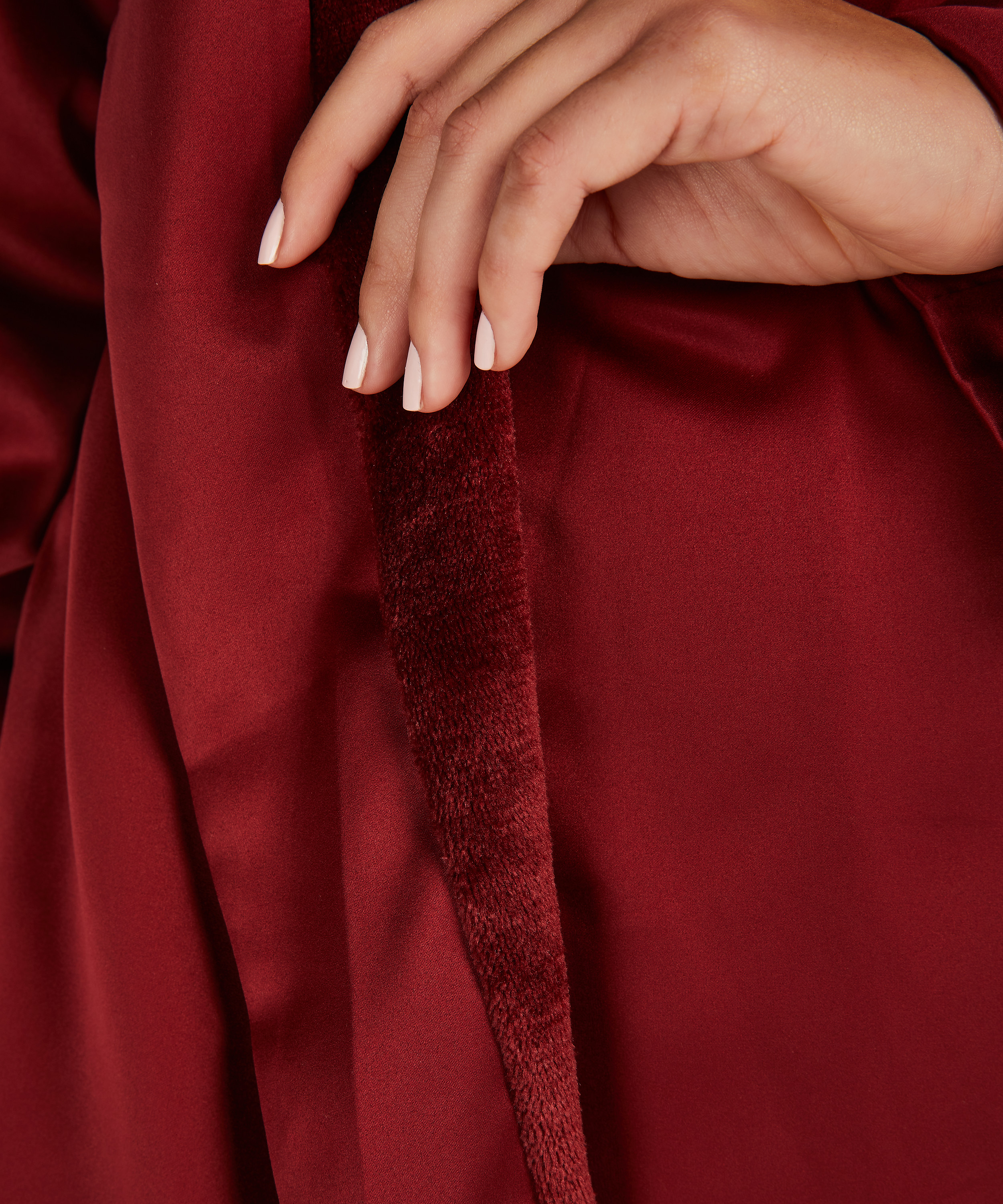 Satin fleece badekåpe, Rød, main