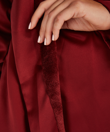 Satin fleece badekåpe, Rød