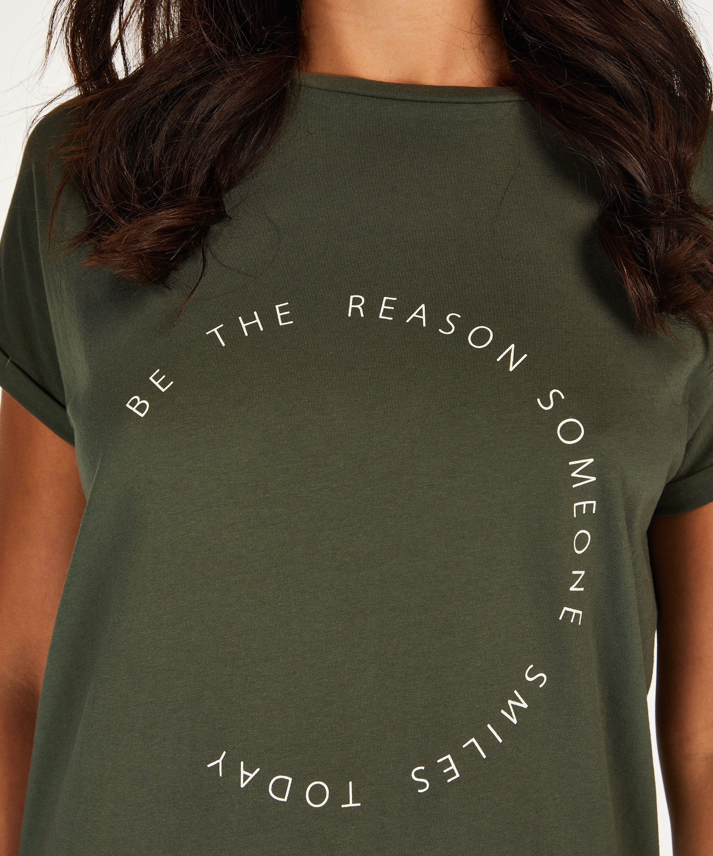 Nattskjorte med rund hals, Gr&oslash;nn, main