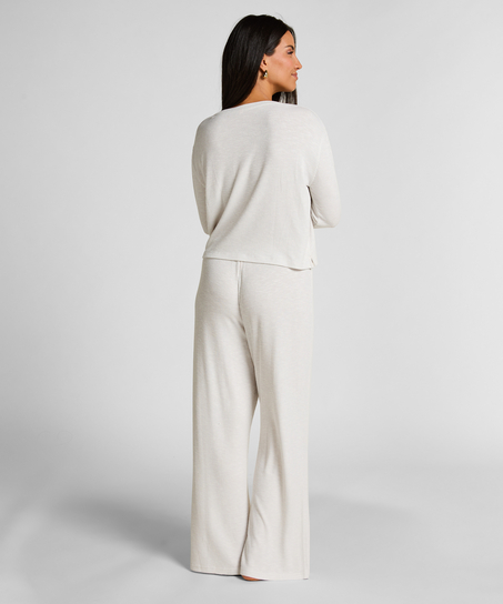 Langermet pyjamastopp, Beige