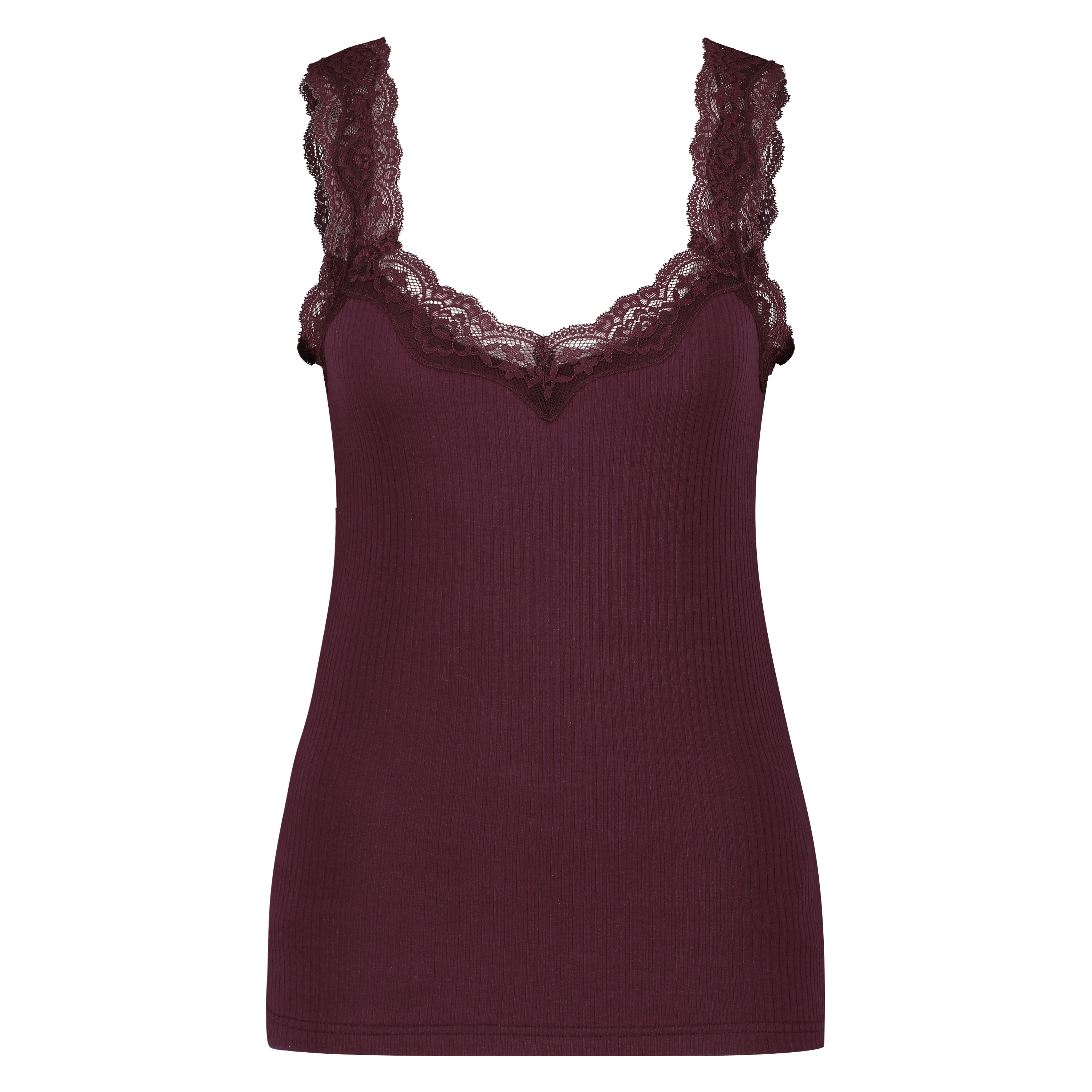 Rib Cami Lace topp, R&oslash;d, main
