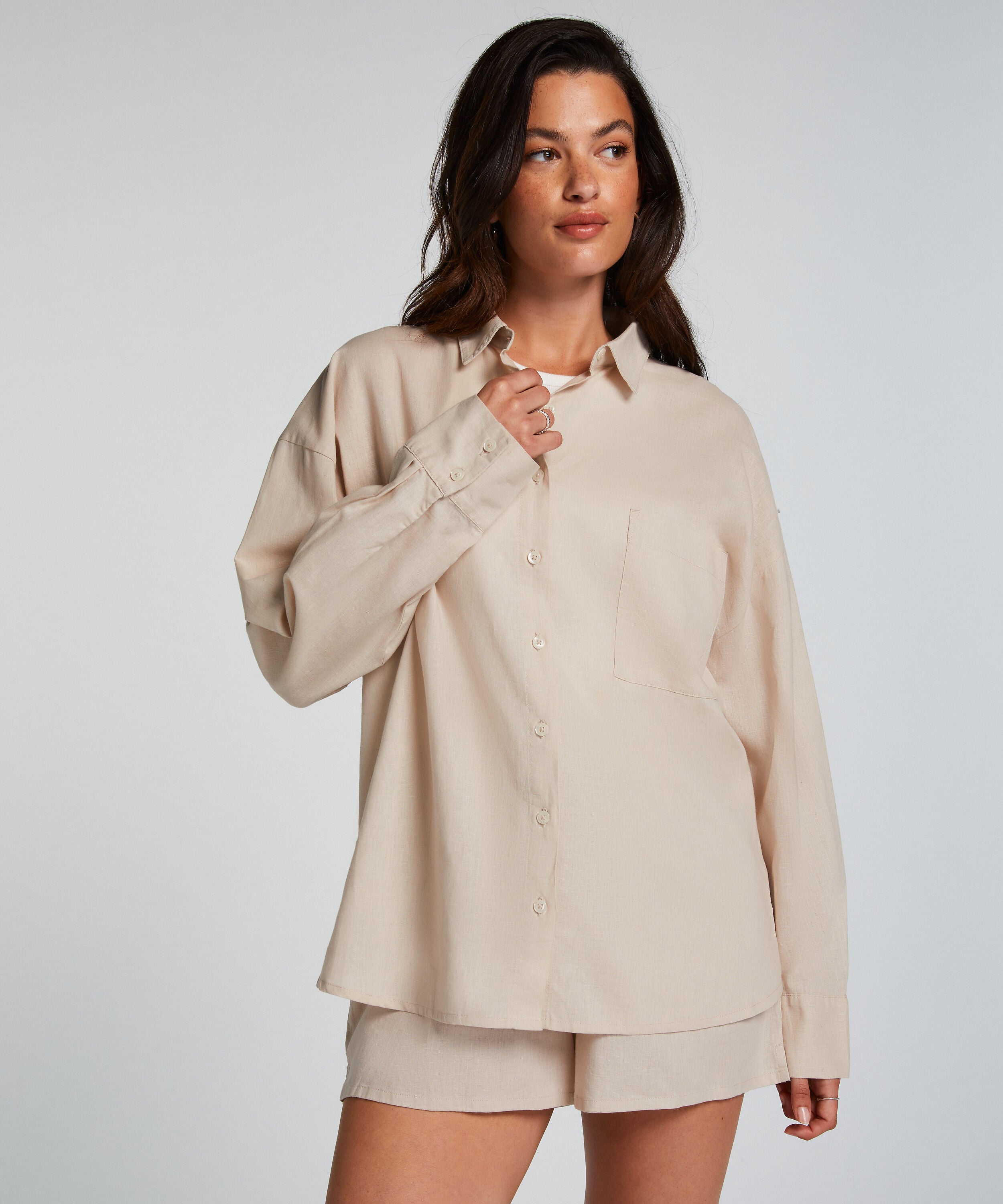 Pysjamatopp Lin, Beige