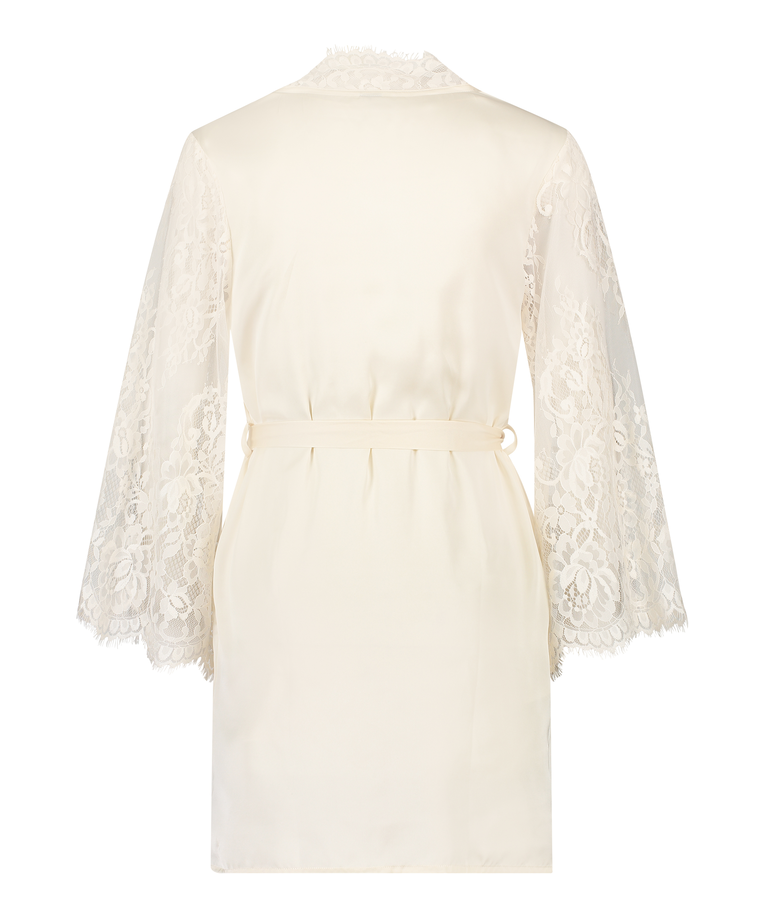 Kimono med heldekkende blonder, Hvit, main