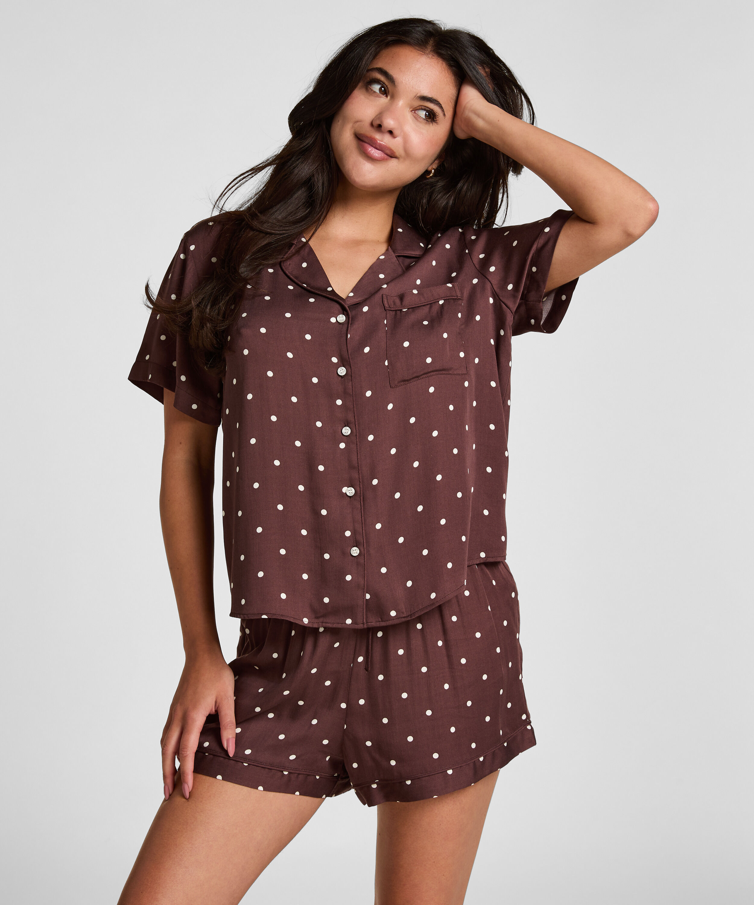 Pyjama Short Satin, Brun