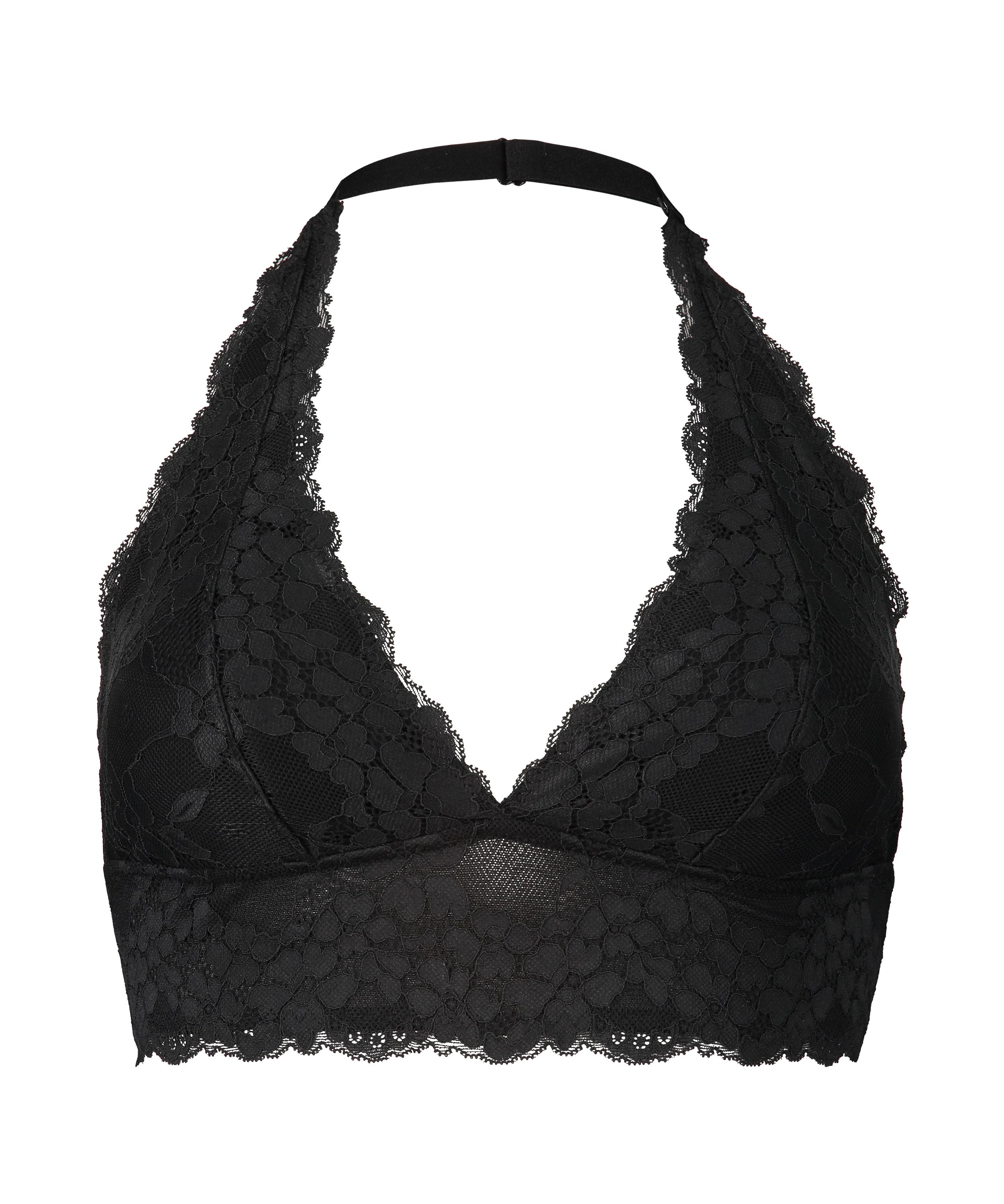 Rosalyn polstret halter bralette, Svart, main