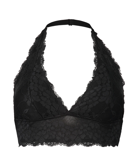 Rosalyn polstret halter bralette, Svart