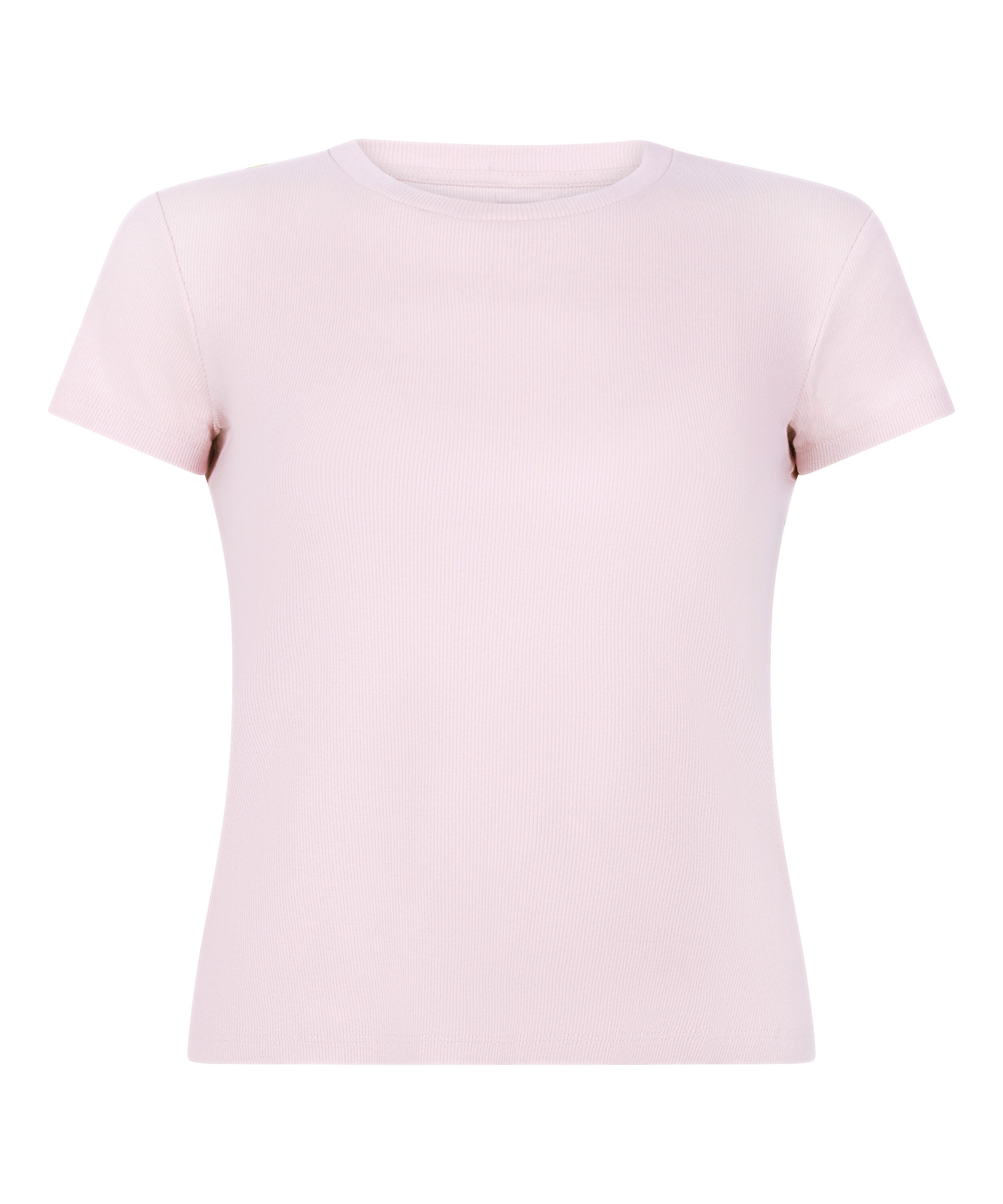 Ribbed Crew Neck Short-Sleeved Pyjama Top, Rosa
