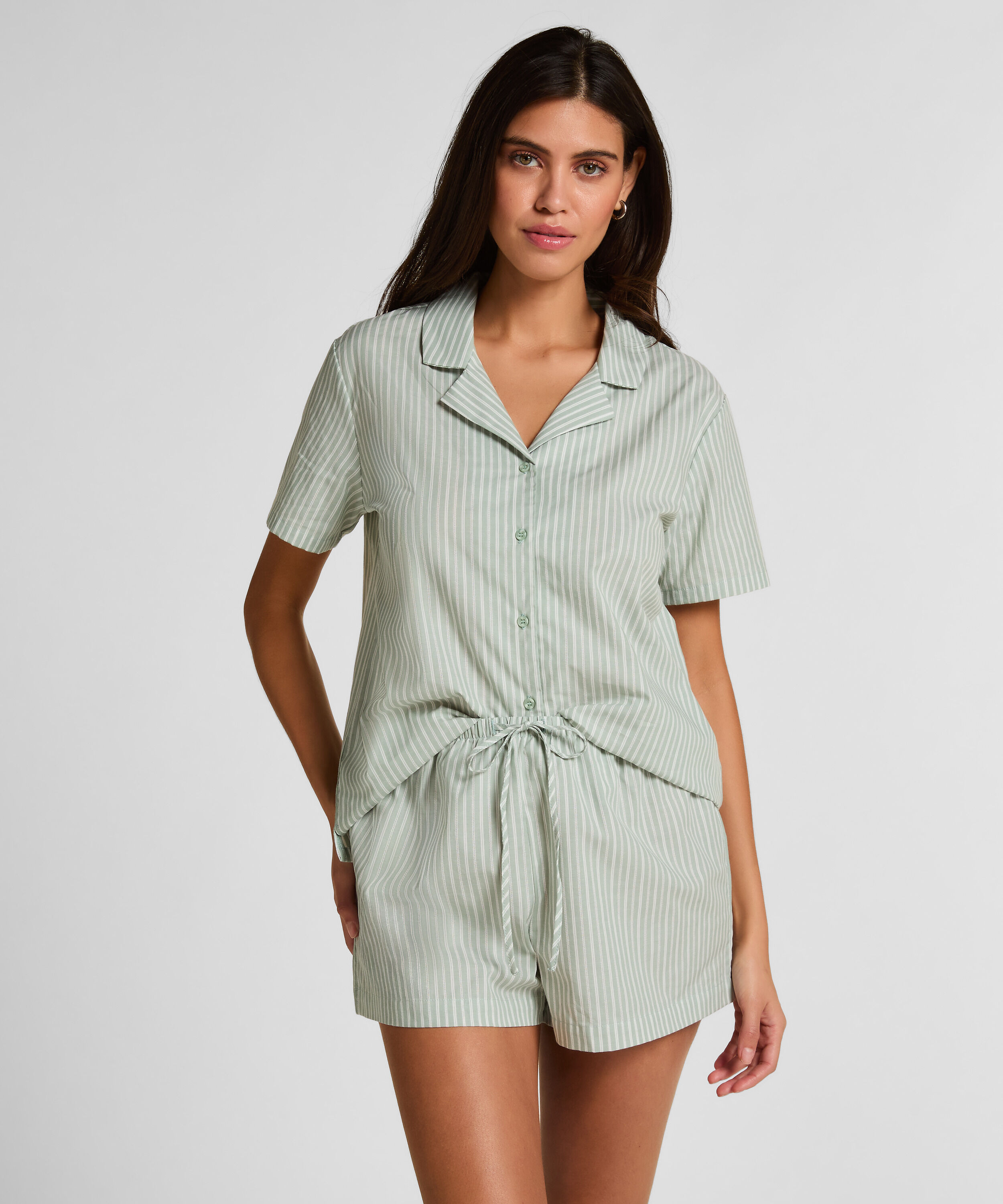 Short Woven Stripe, Grønn