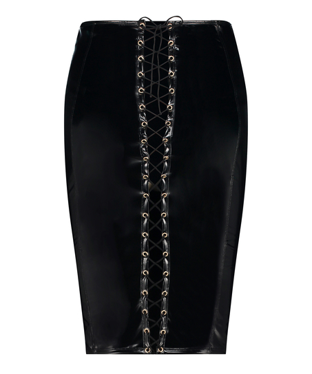 Skjørt i imitert skinn, Svart