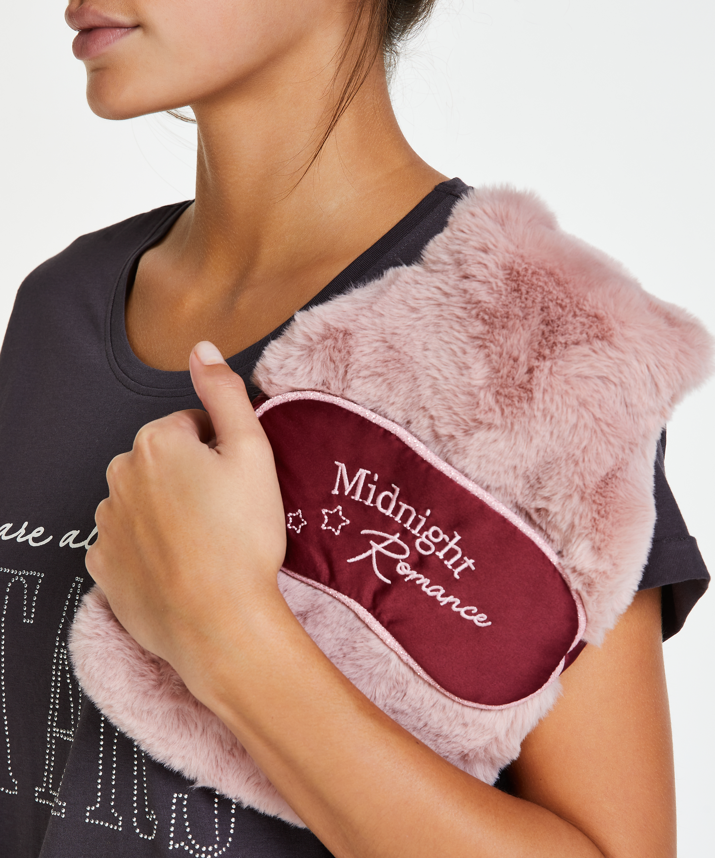 Hot Water Bottle And Eye Mask Set, Rosa, main