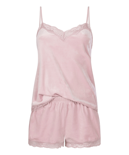 Cami-topp Velours Lace, Rosa