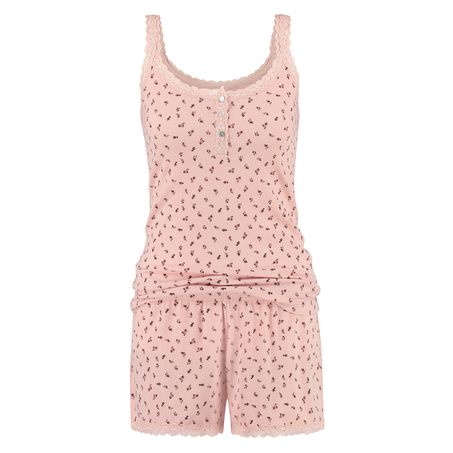 Ditsey jersey rib PJ-shortssett, Rosa