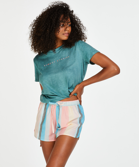 Chambray stripe pysjamasshorts, Rosa