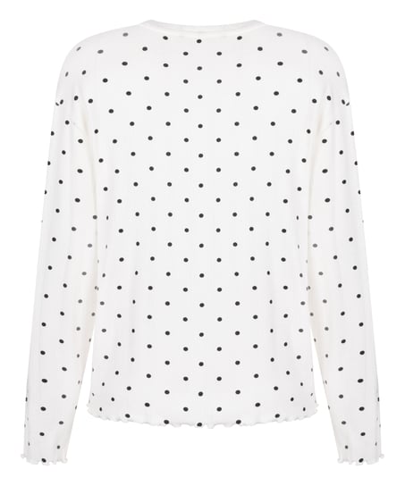 Pyjama Top Loose Pointelle, Hvit
