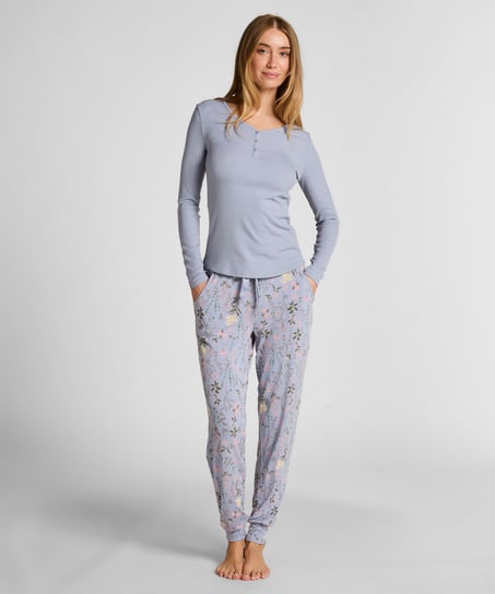 Langermet pysjamastopp Henley, Lilla