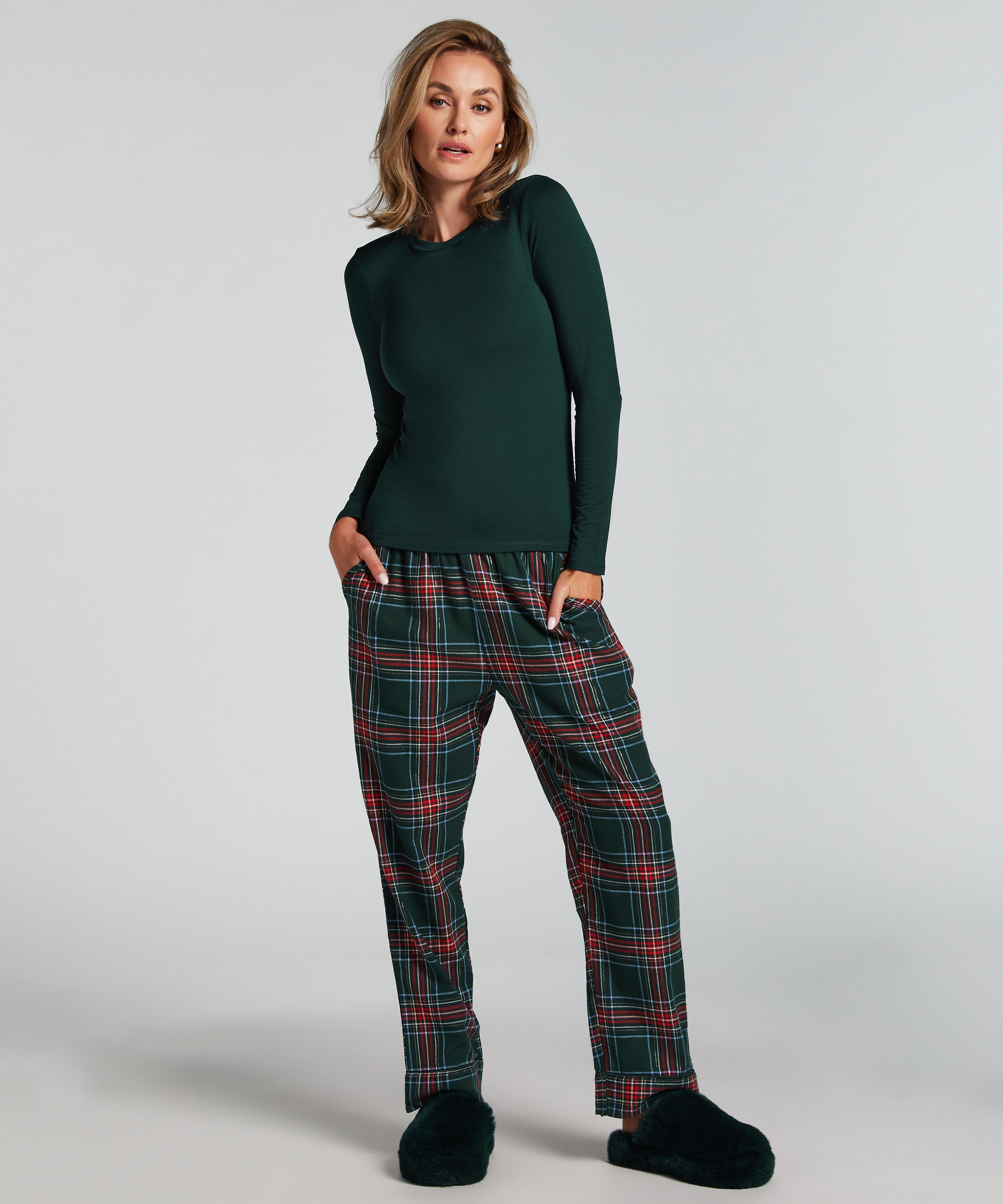 Pysjamassett Flannel, Grønn