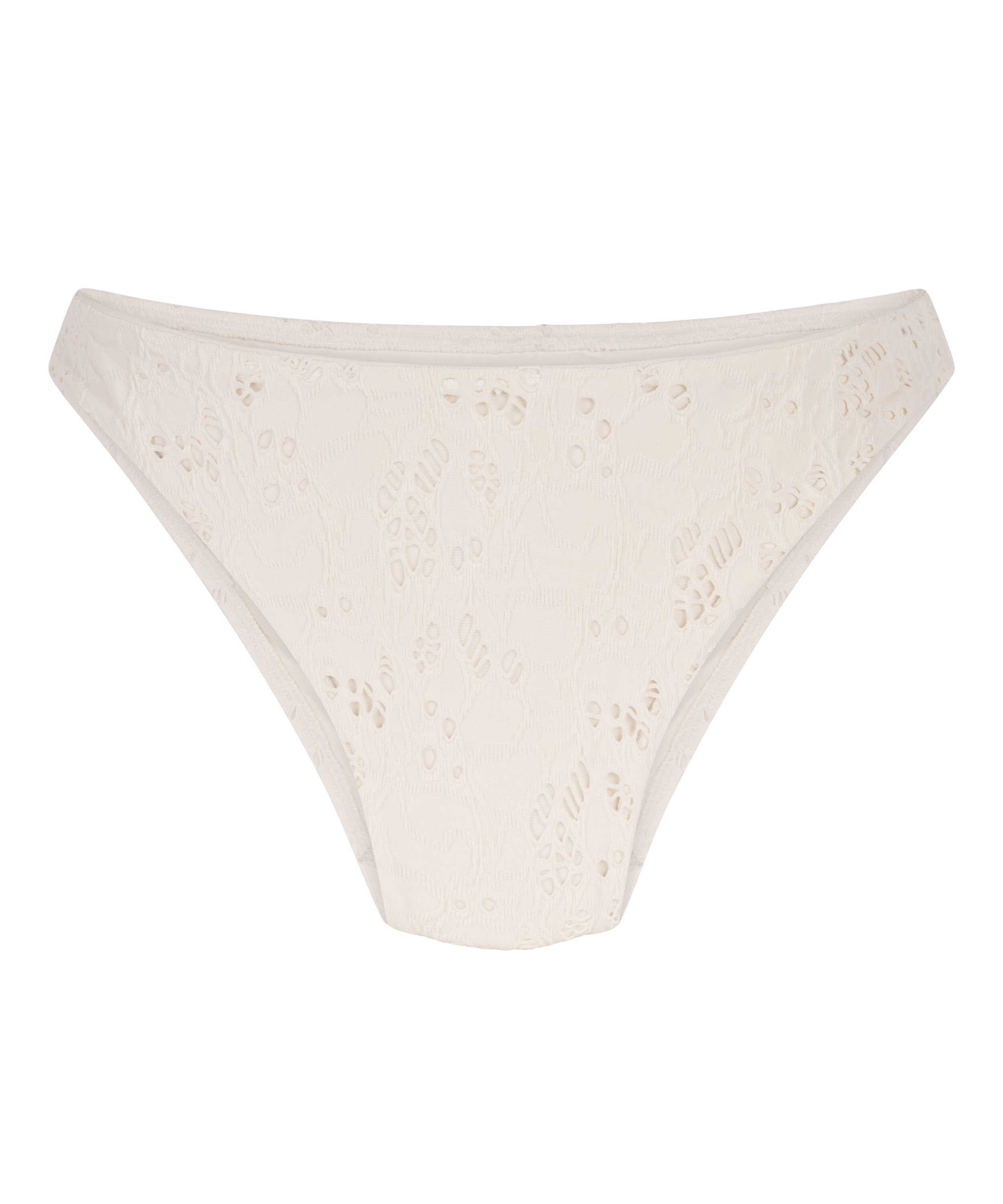 Heklet bikinitruse med h&oslash;yt ben, Hvit