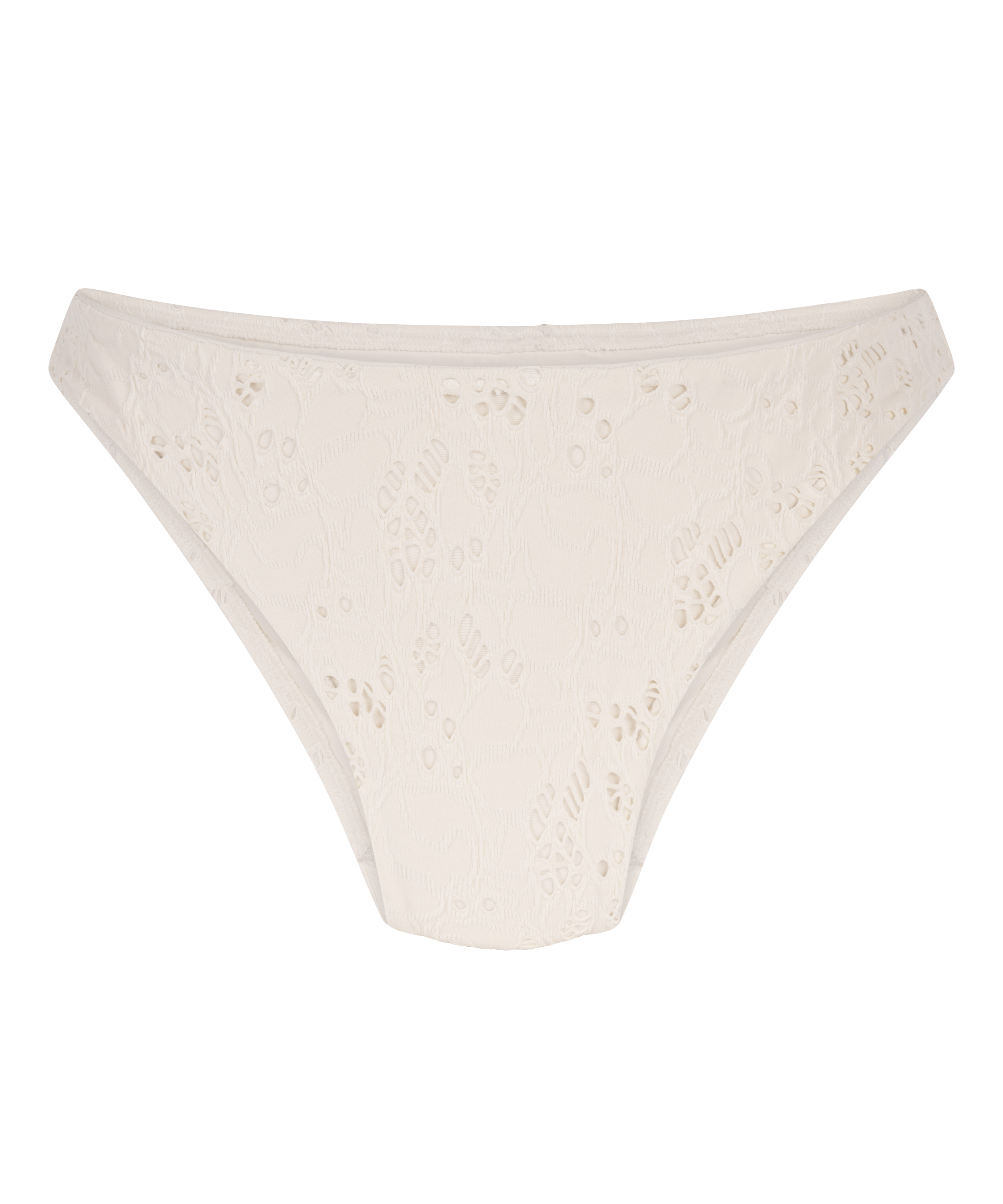 Heklet bikinitruse med h&oslash;yt ben, Hvit, main