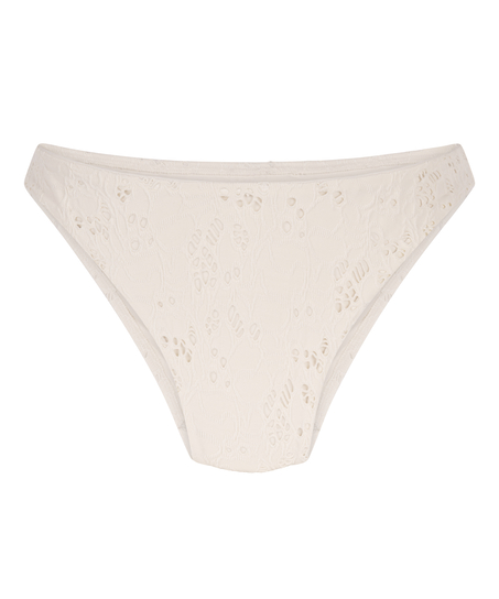 Heklet bikinitruse med h&oslash;yt ben, Hvit