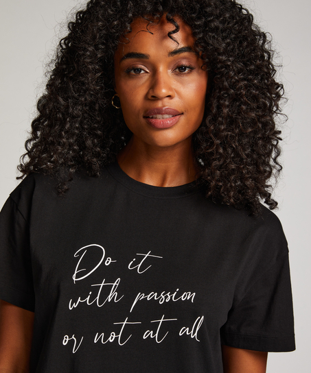 Nattskjorte med rund hals, Svart