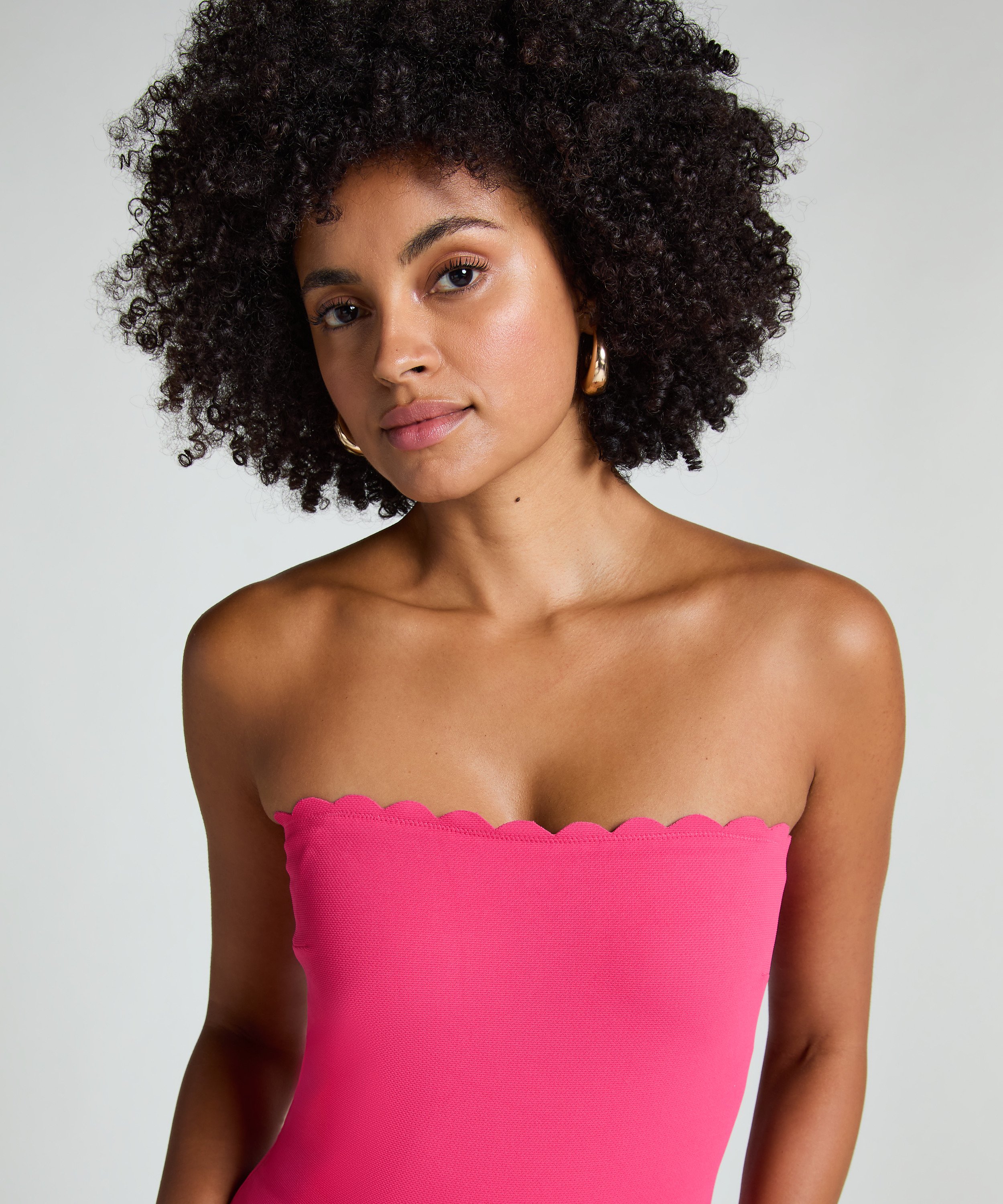 Badedrakt Bandeau Scallop, Rosa, main