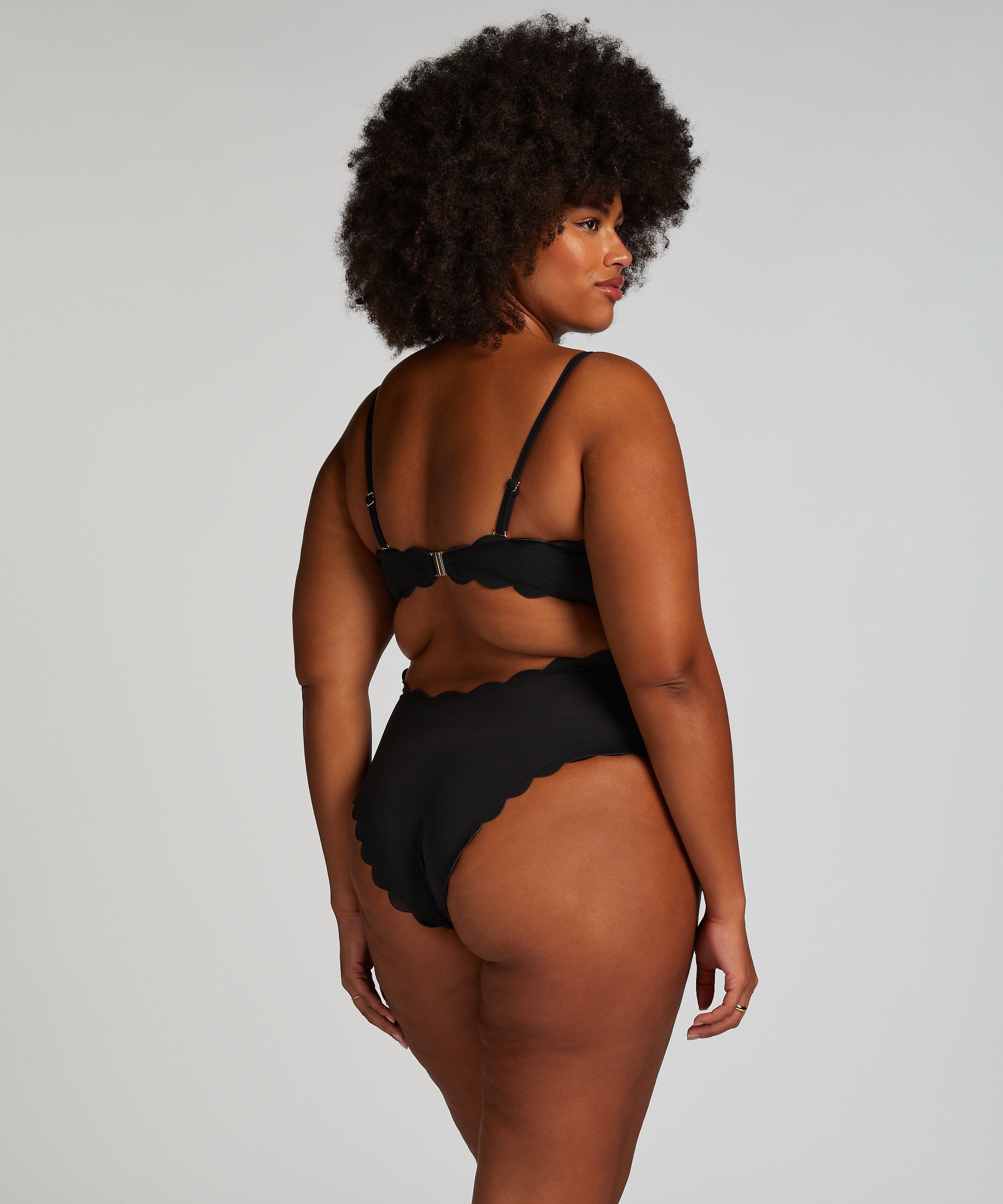 Badedrakt Bandeau Scallop, Svart, main