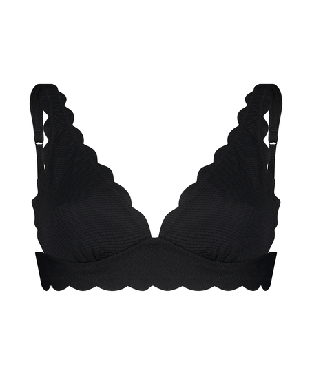 Scallop triangle bikinitopp, Svart