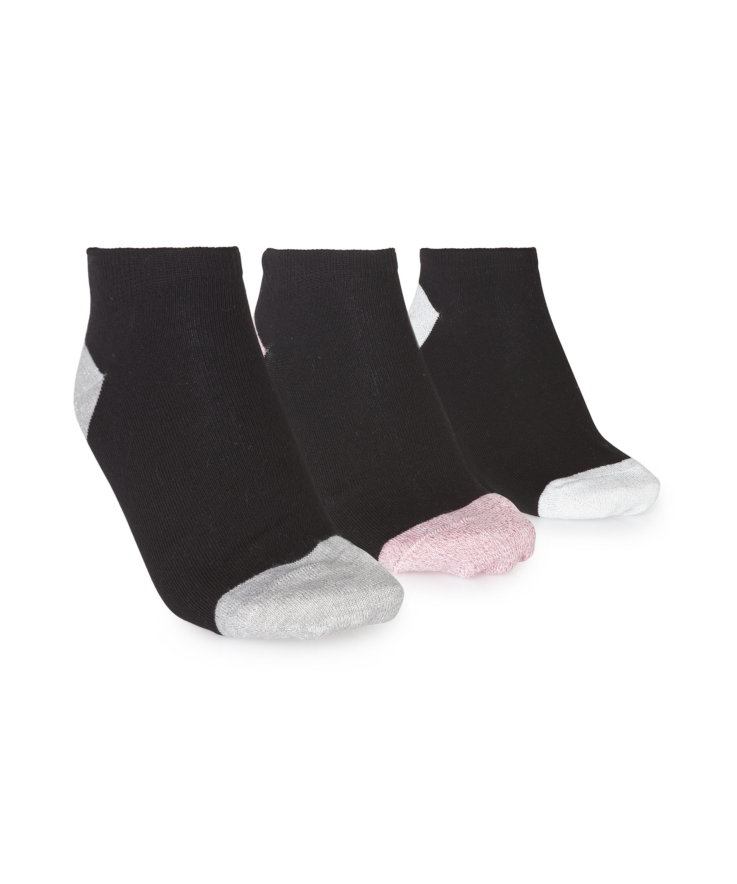 3-Pack Cotton Trainer Liners, Svart
