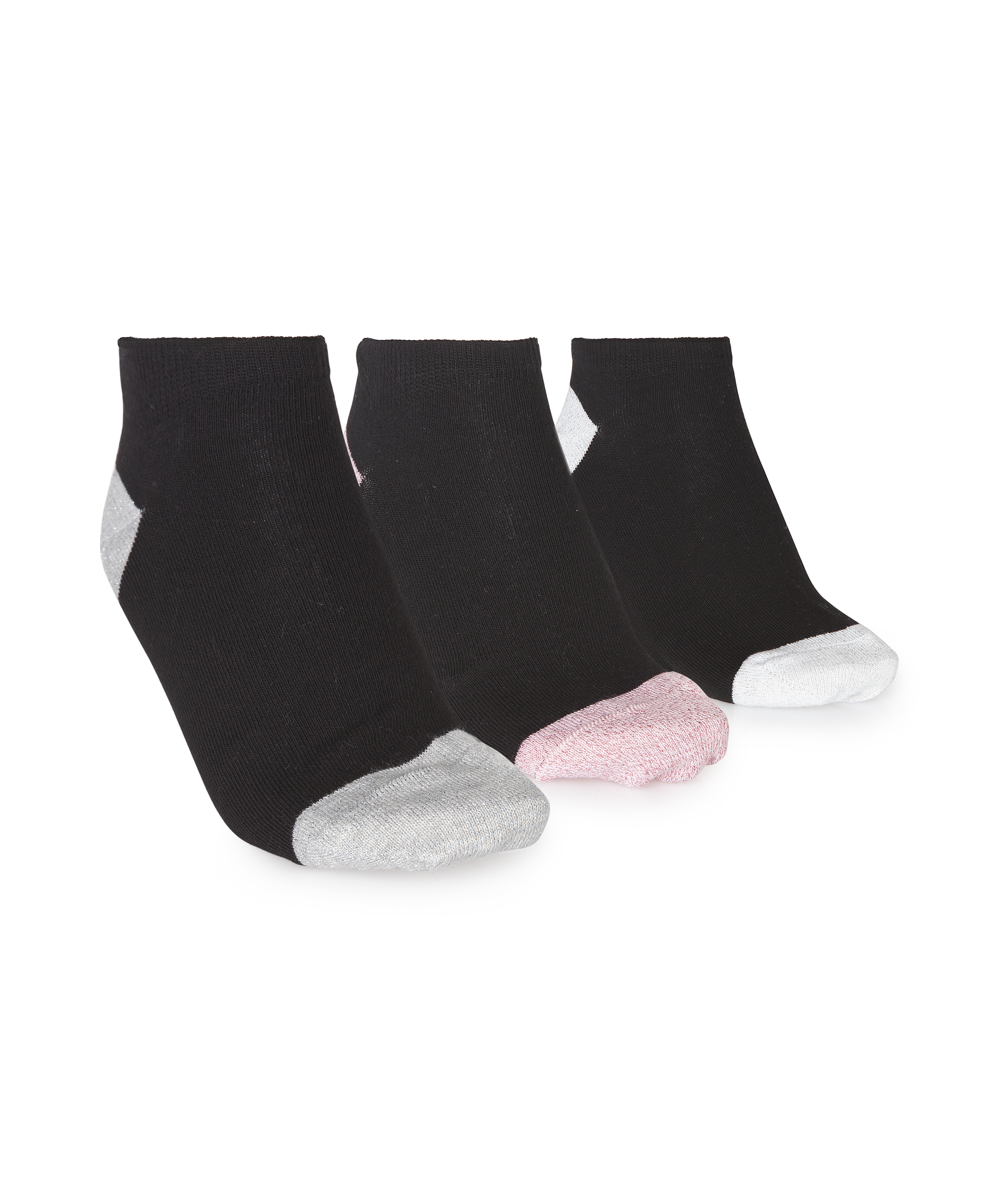 3-Pack Cotton Trainer Liners, Svart, main