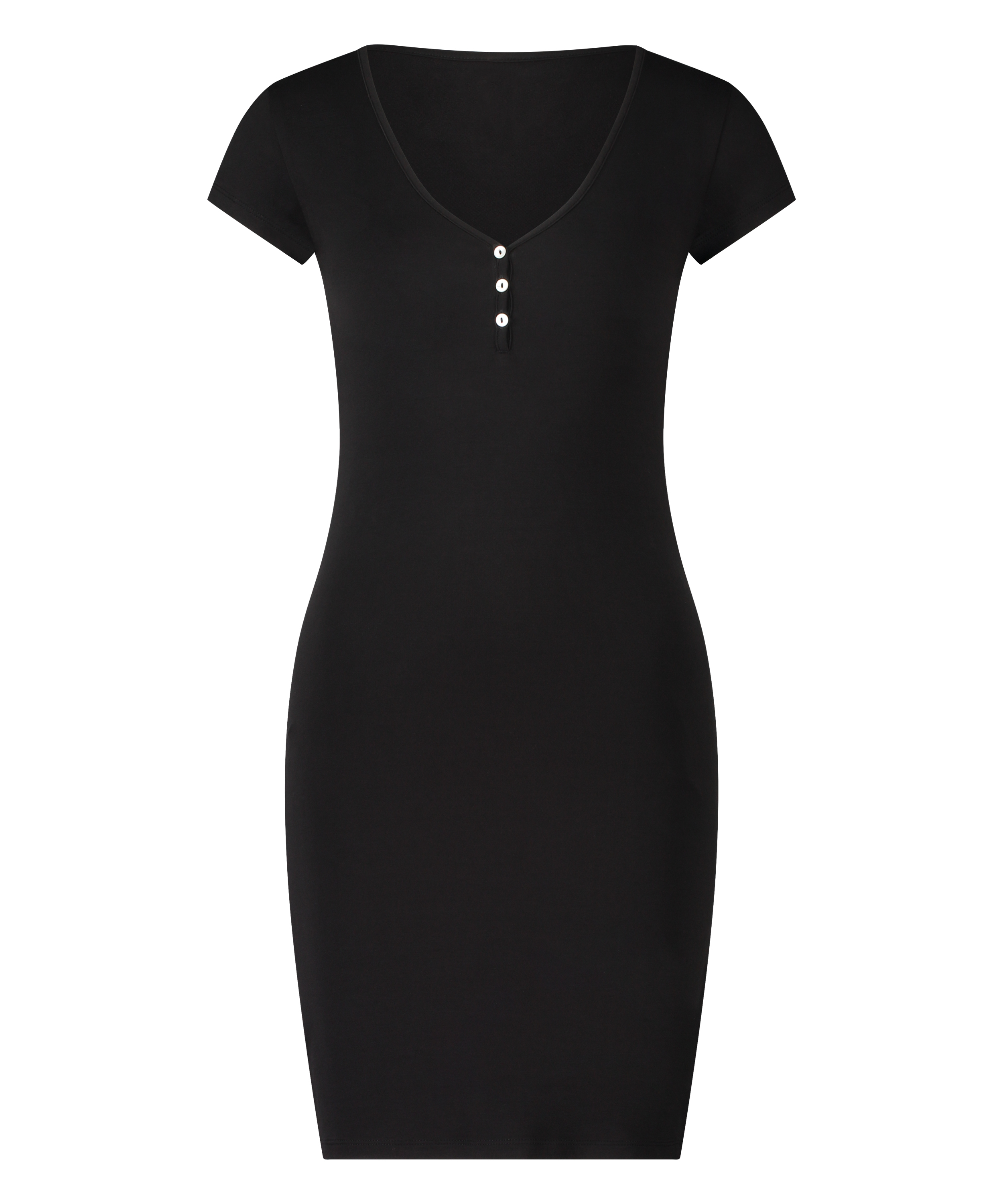 Nattskjorte Henley, Svart, main