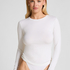 Langermet topp i myk bomull, Hvit