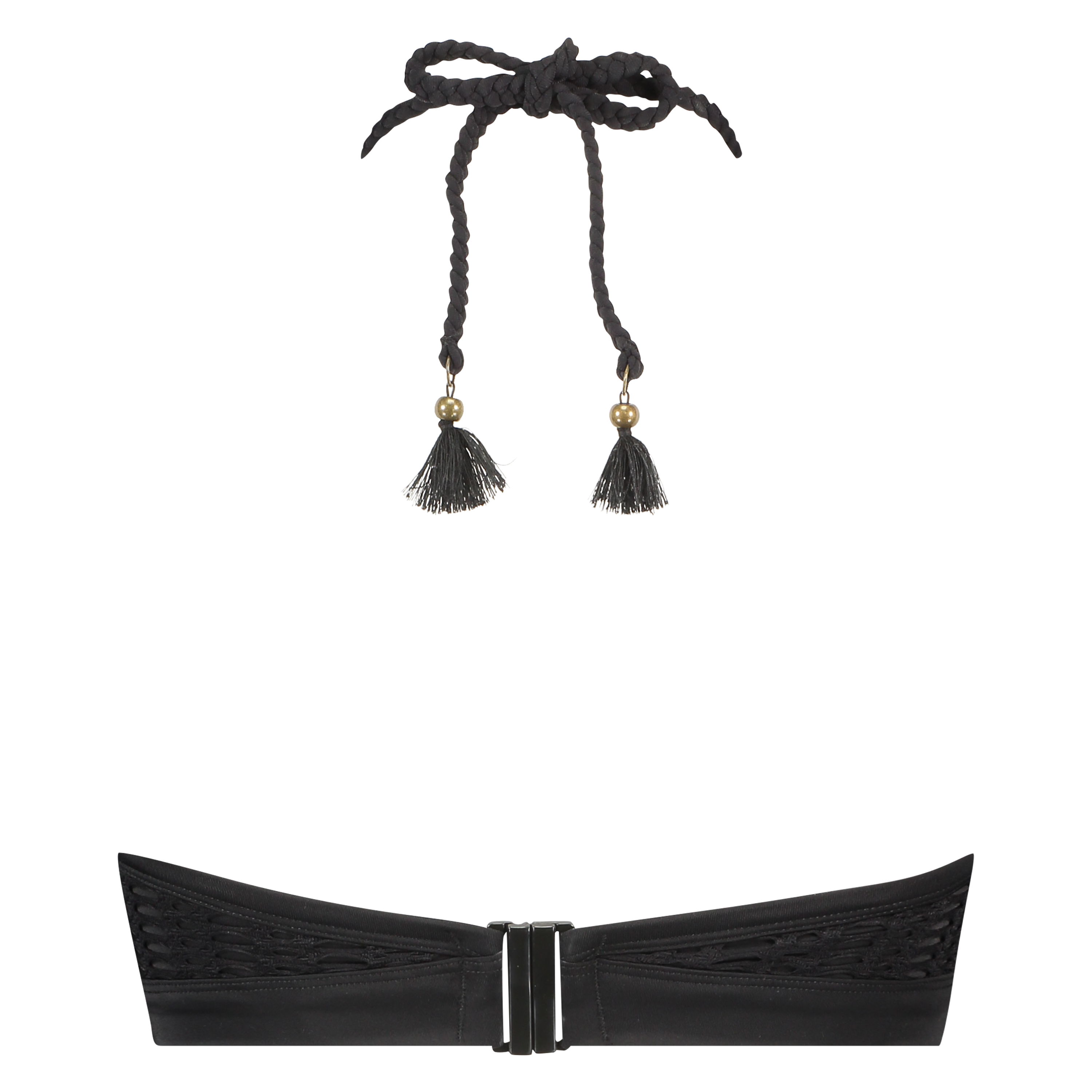 Borneo mesh bikini crop-topp med spiler, Svart, main