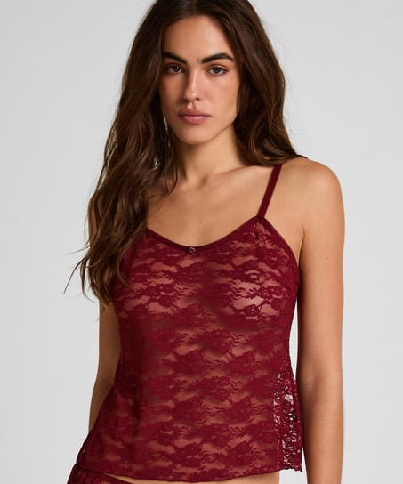 Cami Allover Lace, R&oslash;d