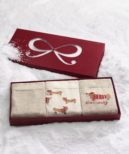 3 par sokker Giftpack, Hvit