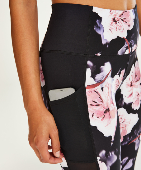 HKMX sportsleggings med vanlig liv nivå 3 mesh, Svart