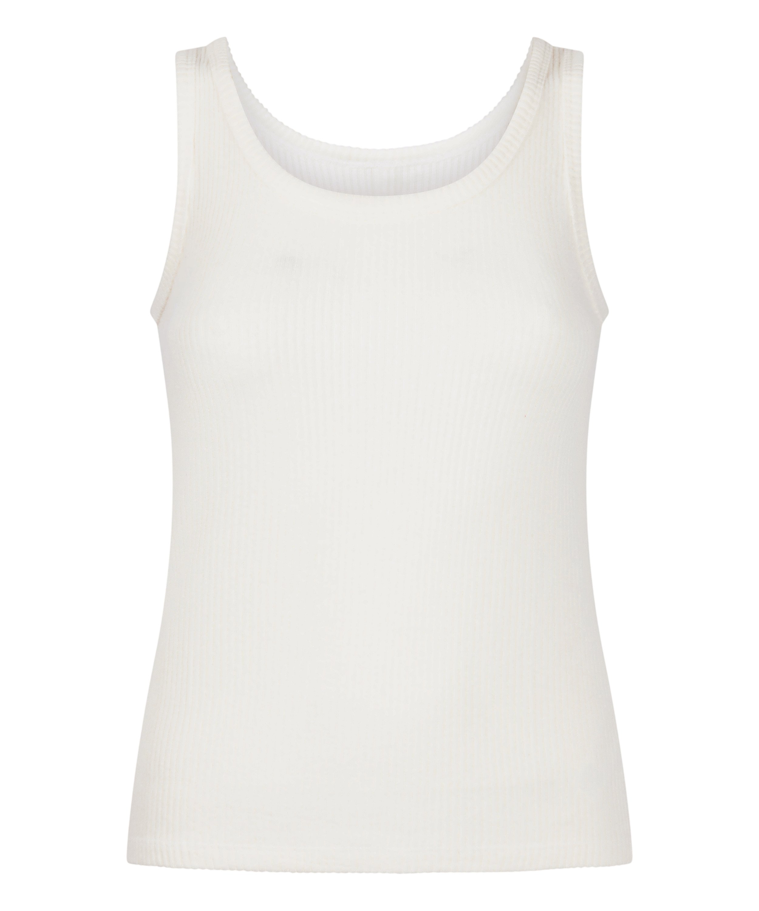 Singlet i b&oslash;rstet jerseyribb, Hvit, main