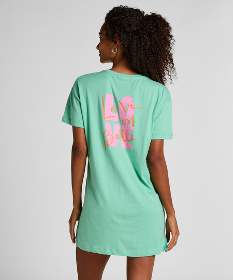 Nattskjorte med rund hals, Gr&oslash;nn