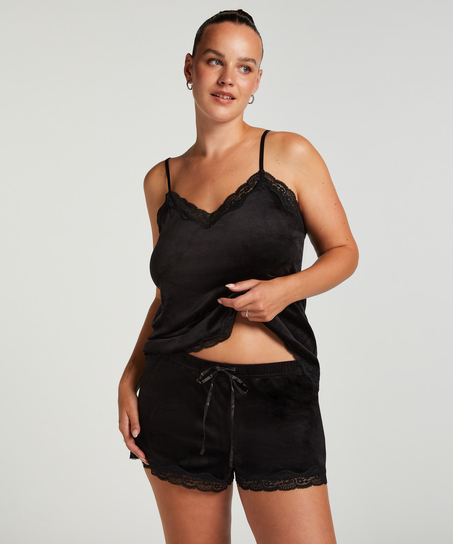 Cami-topp Velours Lace, Svart