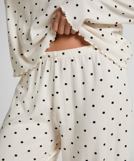 Pyjama Pant Loose Pointelle, Hvit