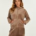 Hoodie jakke i velur, Brun