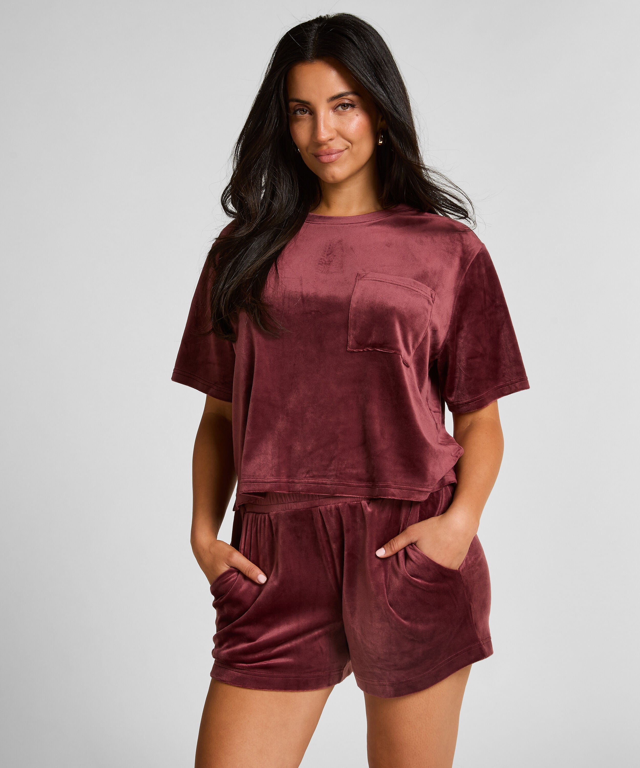 Velours Pocket shorts, Rød