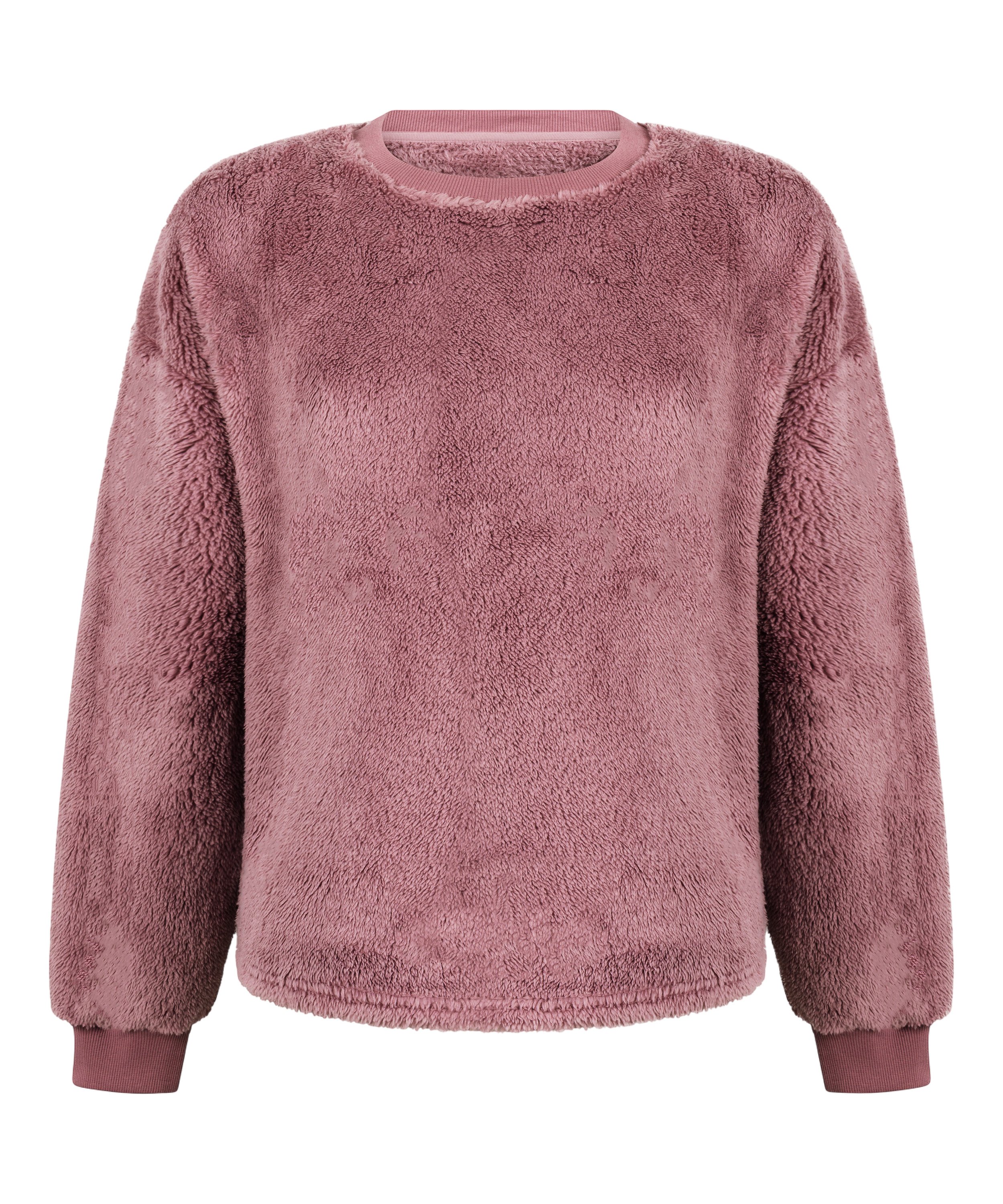 Langermet Topp Fluffy Fleece, Rosa, main