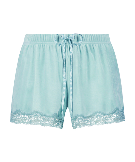 Velvet lace shorts, Gr&oslash;nn