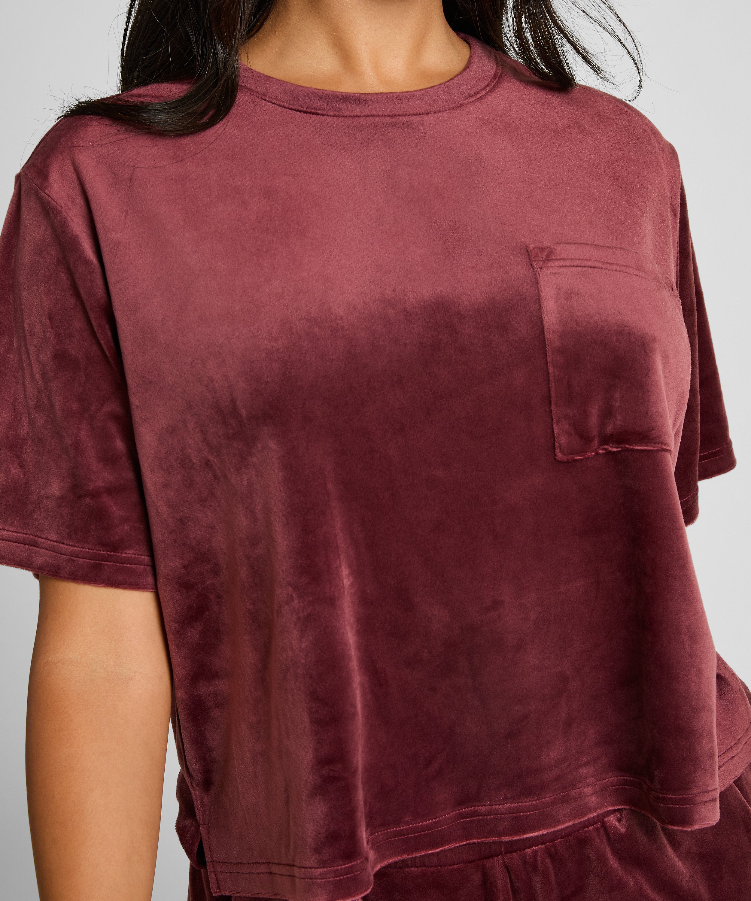 Top Velours Pocket, Rød, main